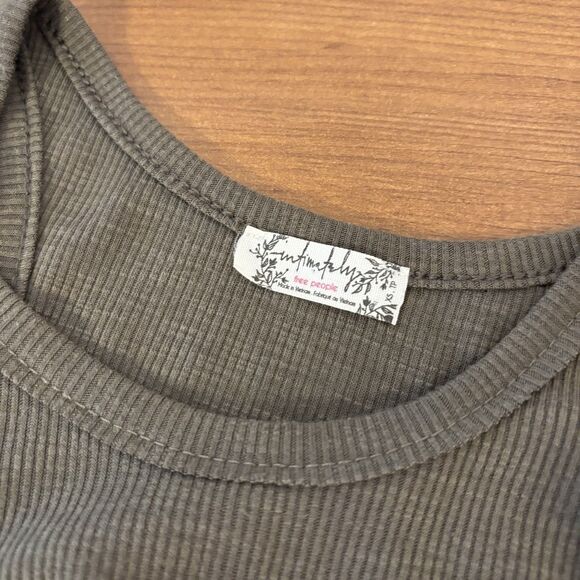 Free People Ribbed Tank Top Womens Size XS Army Green Racerback Flowy Athleisure - Picture 5 of 6